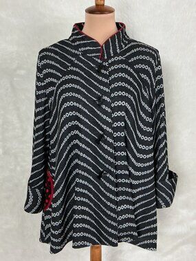 Moonlight Y & S Fashion Gray Black Red Bubble Polka Dot Swing Jacket Top XL
